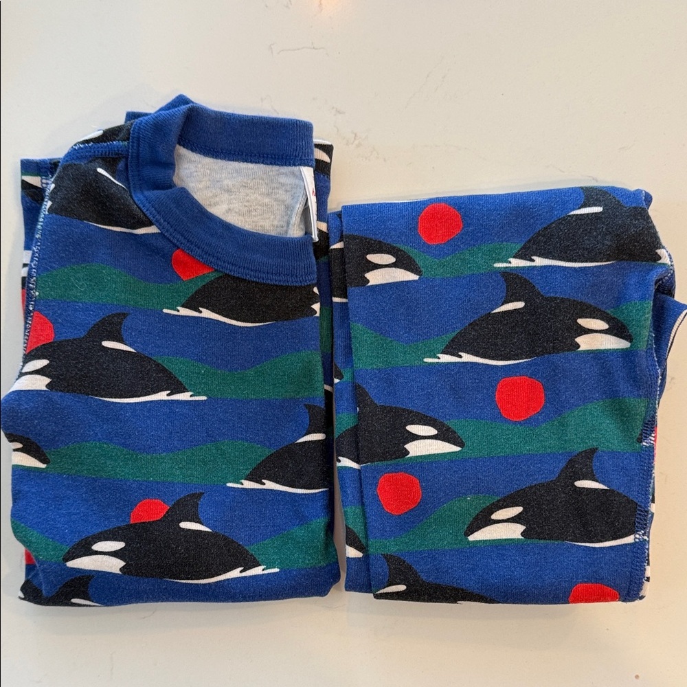 Hanna Andersson Blue and Black Orca Pajama Set